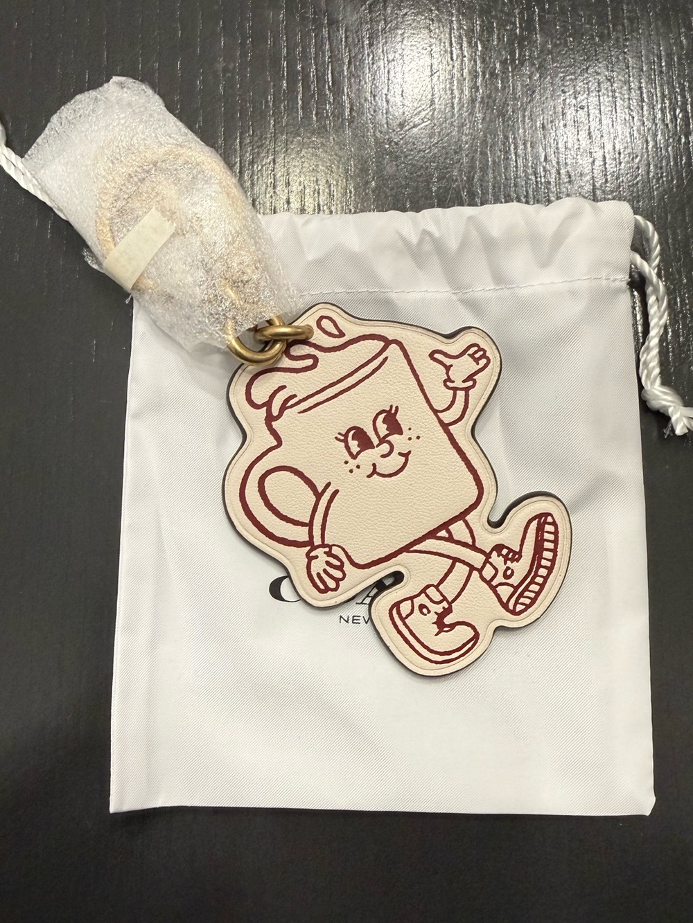 Coach Coffee Shop Miss Jo Leather Mug  Keychain - NWT